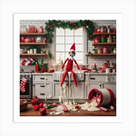 Elf on thee shelf /Who did this mess Art Print