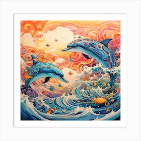 Dolphins In The Ocean 2 Art Print