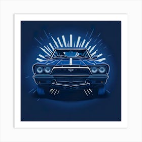 Car Blue Artwork Of Graphic Design Flat (79) Art Print