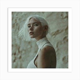 A Beautiful Woman With White Hair And Light Freckl (1) Art Print
