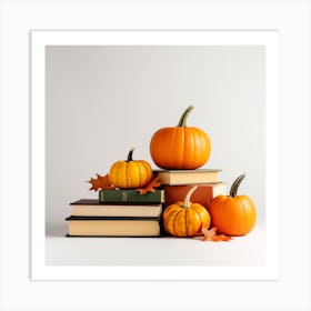 Pumpkins On Books 3 Art Print