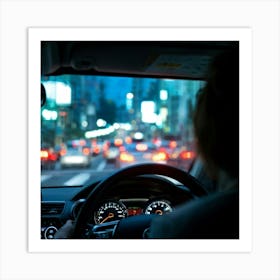 Car Driving At Night 1 Art Print