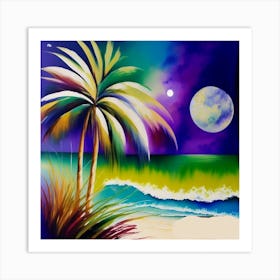 AbstPalm Trees On The Beach Art Print