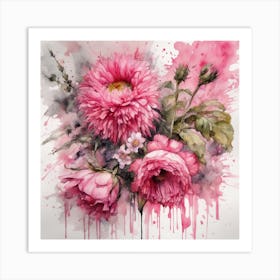 Pink Dahlias Art Print