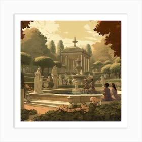 Fountain In The Park Art Print