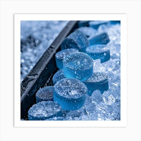 Blue Ice Cubes Art Print