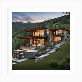 Modern Home In The Mountains 2 Art Print