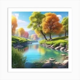 River In The Forest 77 Art Print