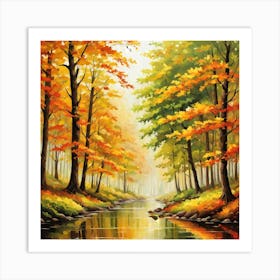 Forest In Autumn In Minimalist Style Square Composition 322 Art Print