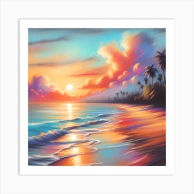 Sunset On The Beach 12 Art Print