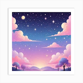 Sky With Twinkling Stars In Pastel Colors Square Composition 223 Art Print