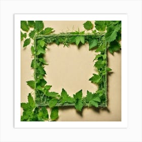 Frame With Green Leaves 6 Art Print