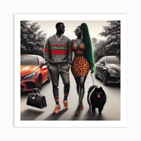 Couple Walking In The Street Art Print