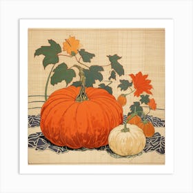 Vintage Pumpkin Illustration Square 1 Art Print