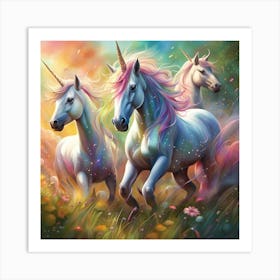 Unicorns In The Field Art Print