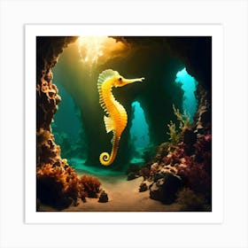 Seahorse In Cave Art Print