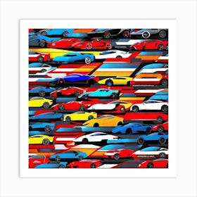 Line Of Sports Cars Art Print
