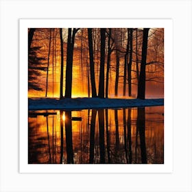 Sunrise In The Woods Art Print