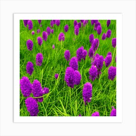 Purple Flowers In A Field Art Print