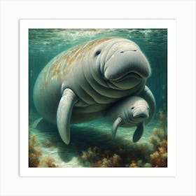 Manatee Love 1 Art Print