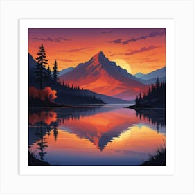 Sunset In The Mountains 5 Art Print