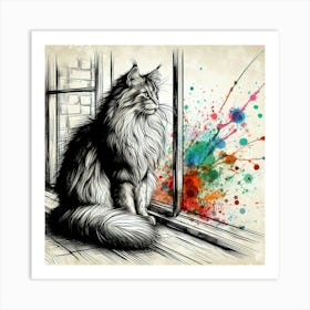 Cat By The Window 1 Art Print