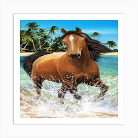 Horse On The Beach Art Print