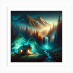 Cabin In The Forest Art Print