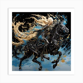 Black Knight On Horseback Art Print