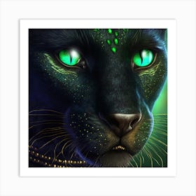 Black Panther With Green Eyes Art Print