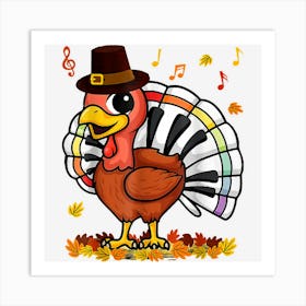 Music Piano Teachers Cute Turkey Funny Thanksgiving Autumn Art Print