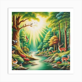 Deer In The Forest Art Print