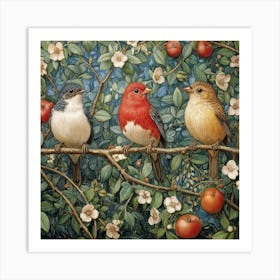 Three Birds On A Branch Art 12 Art Print