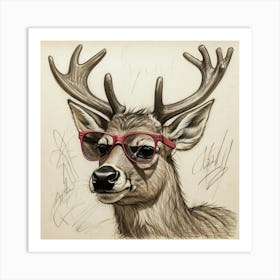 Deer With Glasses 7 Art Print