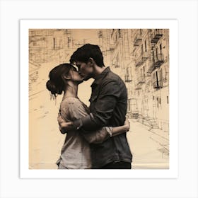  Love and kissing couple Art Print