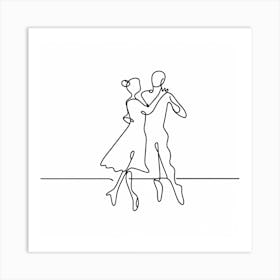 Continuous Line Drawing Of A Couple Dancing 1 Art Print