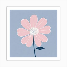 A White And Pink Flower In Minimalist Style Square Composition 533 Art Print