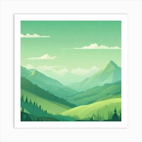 Misty mountains background in green tone 212 Art Print