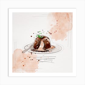 Chocolate Pudding On A Plate Art Print