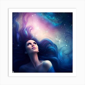 Woman In Space Art Print