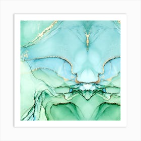 Marble Elegance Green and Gold Art Print