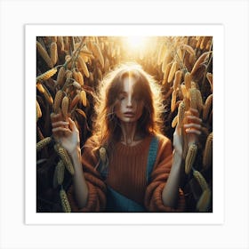 Portrait Of A Girl In A Field Art Print