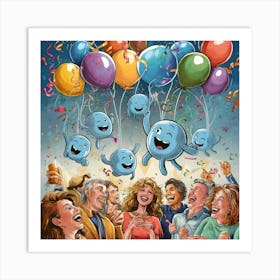 A party with balloons abstract art Art Print