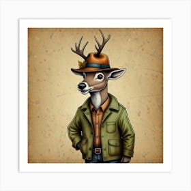 Deer In A Hat 1 Art Print