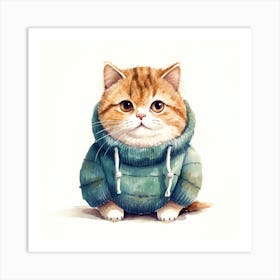 Cute Cat In A Sweater Art Print