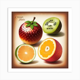 Realistic and Textured fruits Art Art Print