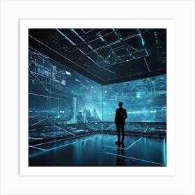 Futuristic Man In A Futuristic Room Art Print