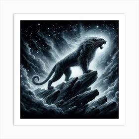 Lion In The Night Sky Art Print