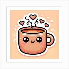 Kawaii Coffee Sticker Art Print