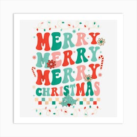 Retro Groovy Merry Christmas Family Matching Xmas Pajama Art Print